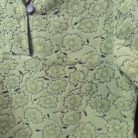 Woolrich Sweater Womens M Green Fleece Pullover Long Sleeve Leaves Outdoor - Picture 7 of 9